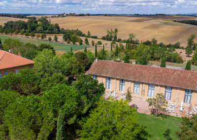 Vue aérienne de la Salle de mariage dans le Gers - Domaine le Meillon